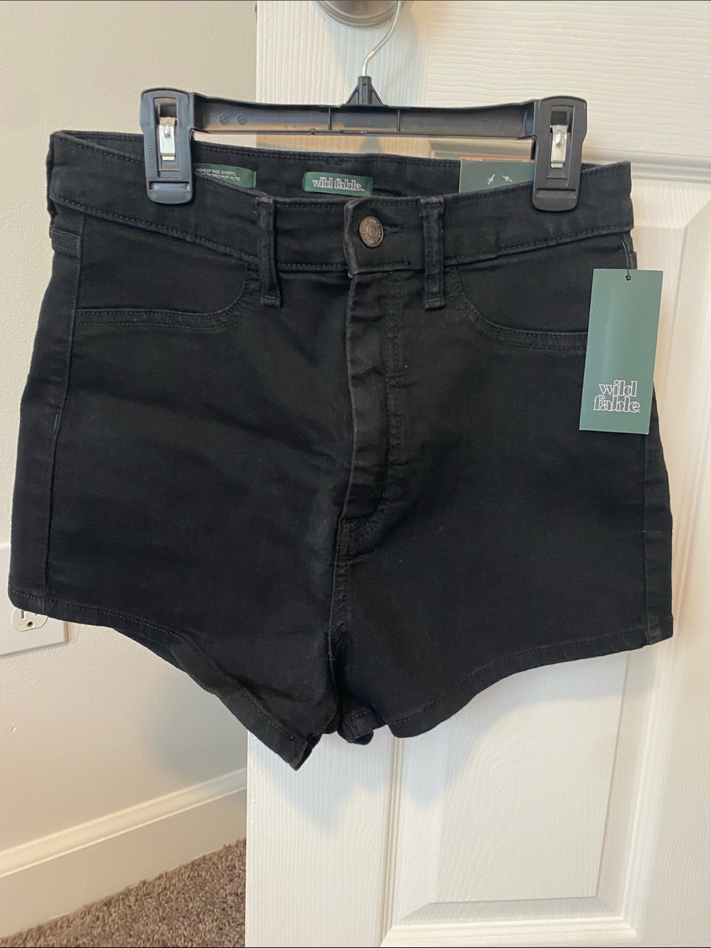 wild fable Black High-Waist Denim Shorts